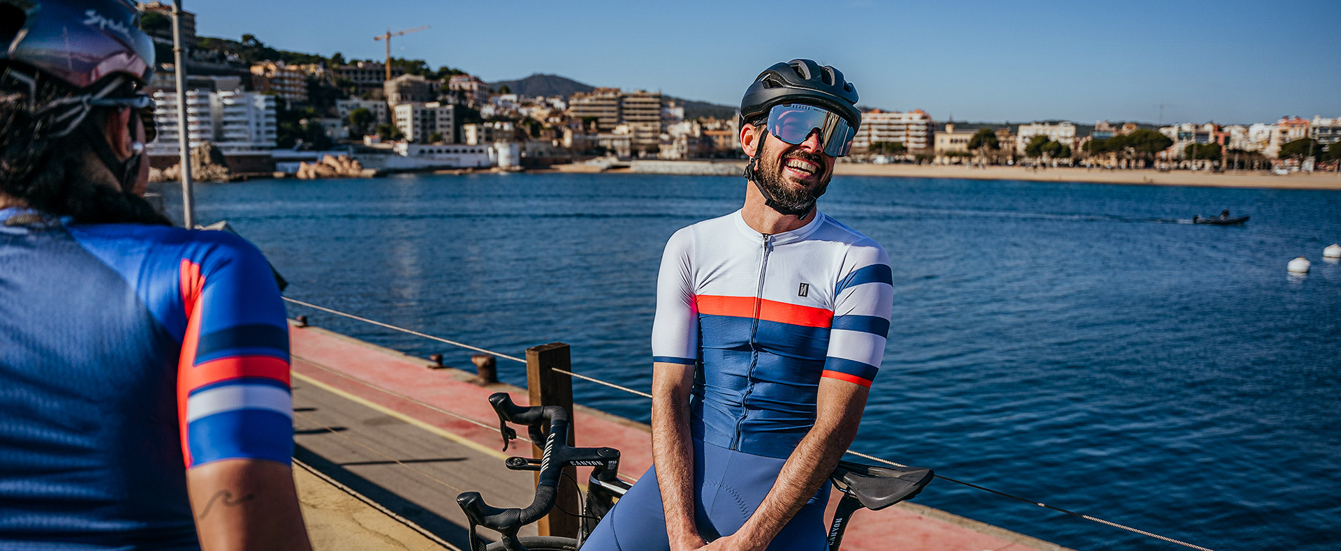 Maillot ciclismo verano azul naranja