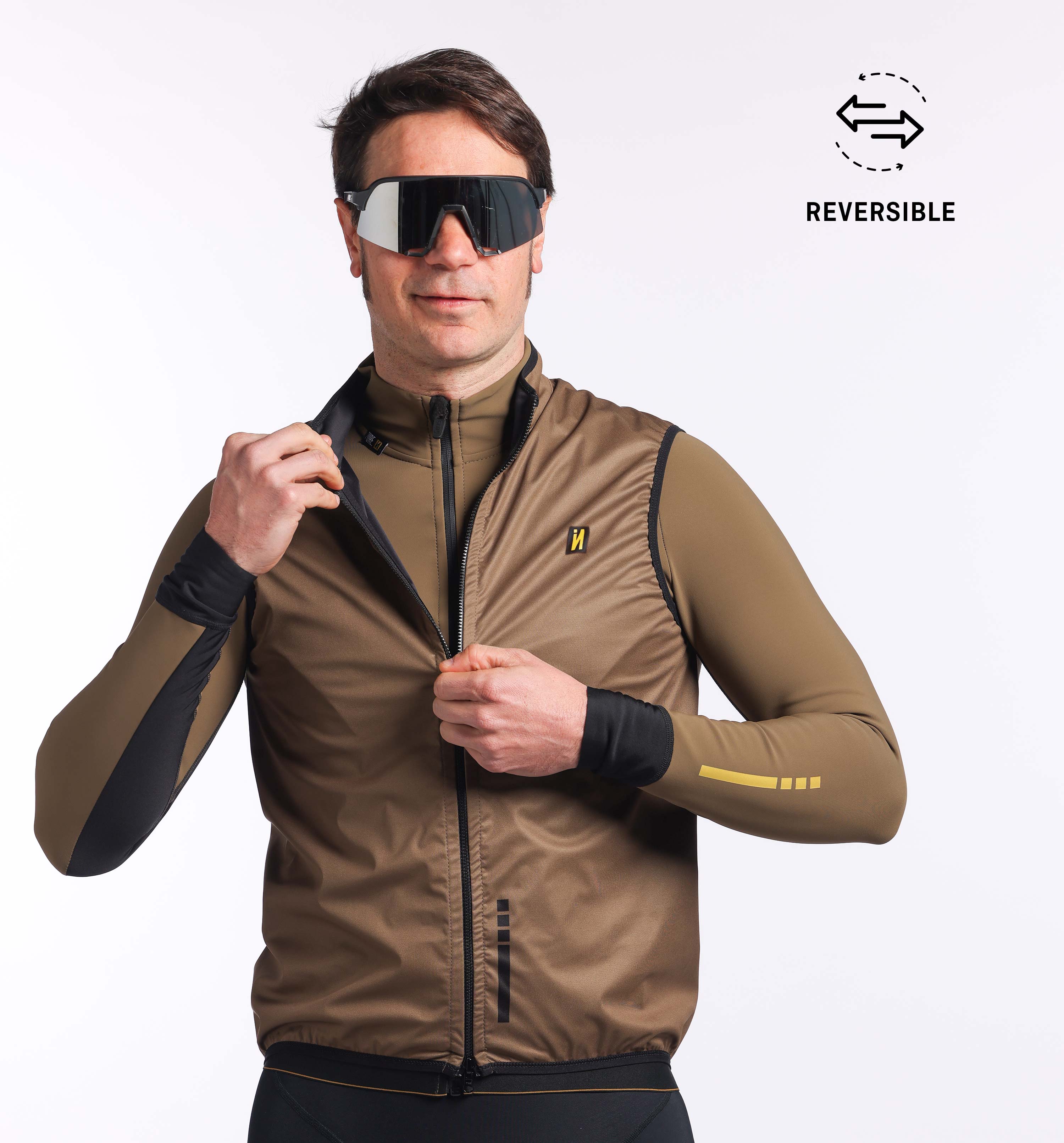 Chaleco ciclista reversible PURE TECH BROWN (HOMBRE)