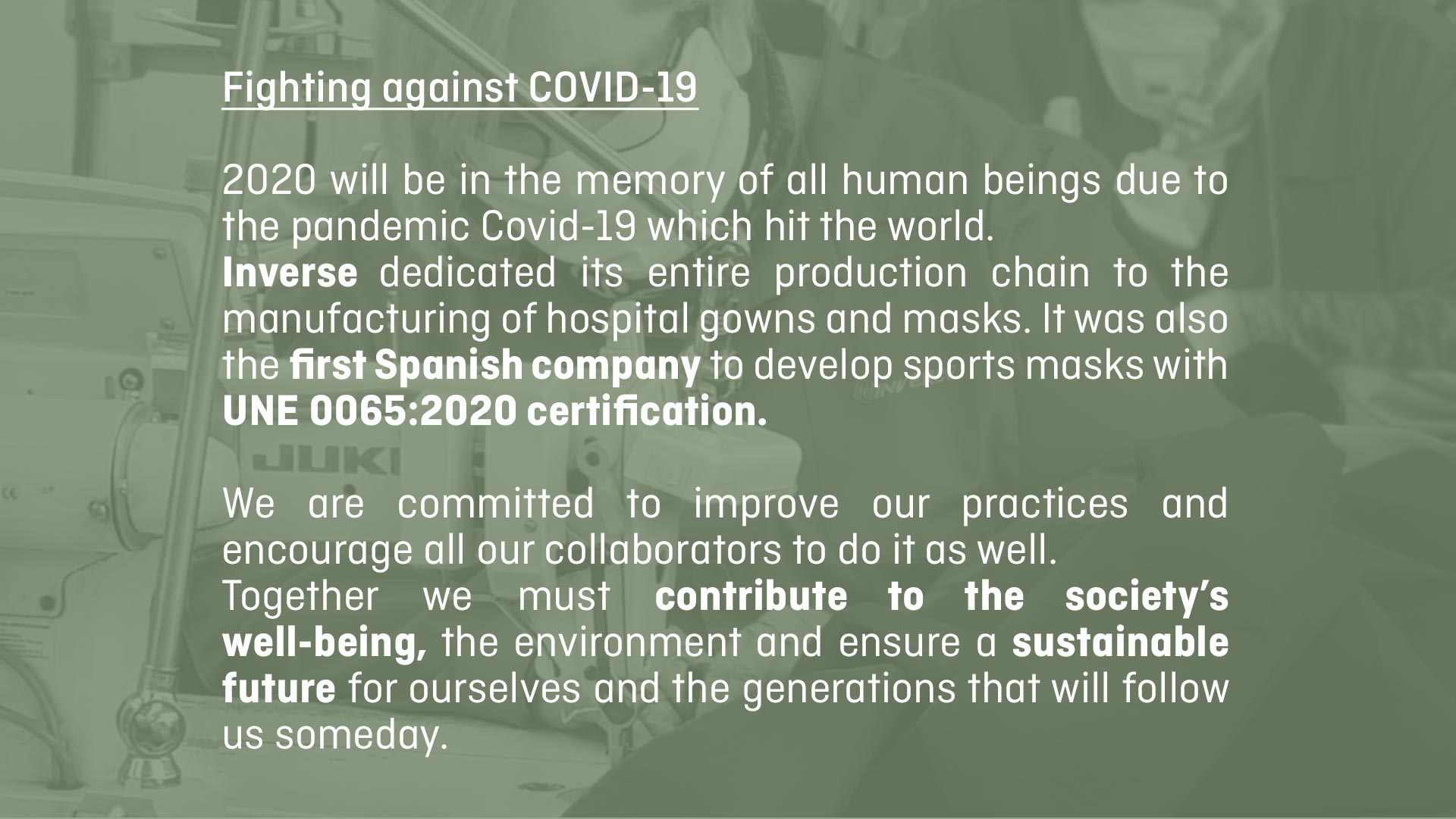 Inverse was also the first Spanish company to develop sports masks with UNE 0065:2020 certification.