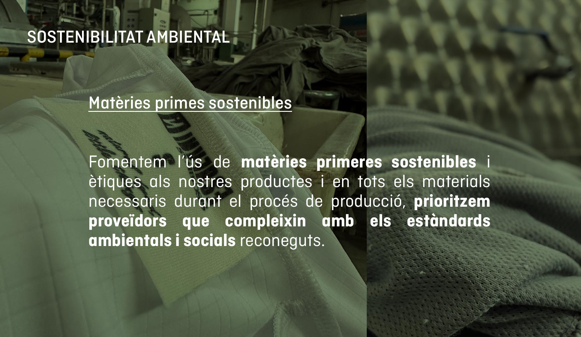 Fomentem l’ús de matèries primeres sostenibles i ètiques als nostres productes i en tots els materials necessaris durant el procés de producció