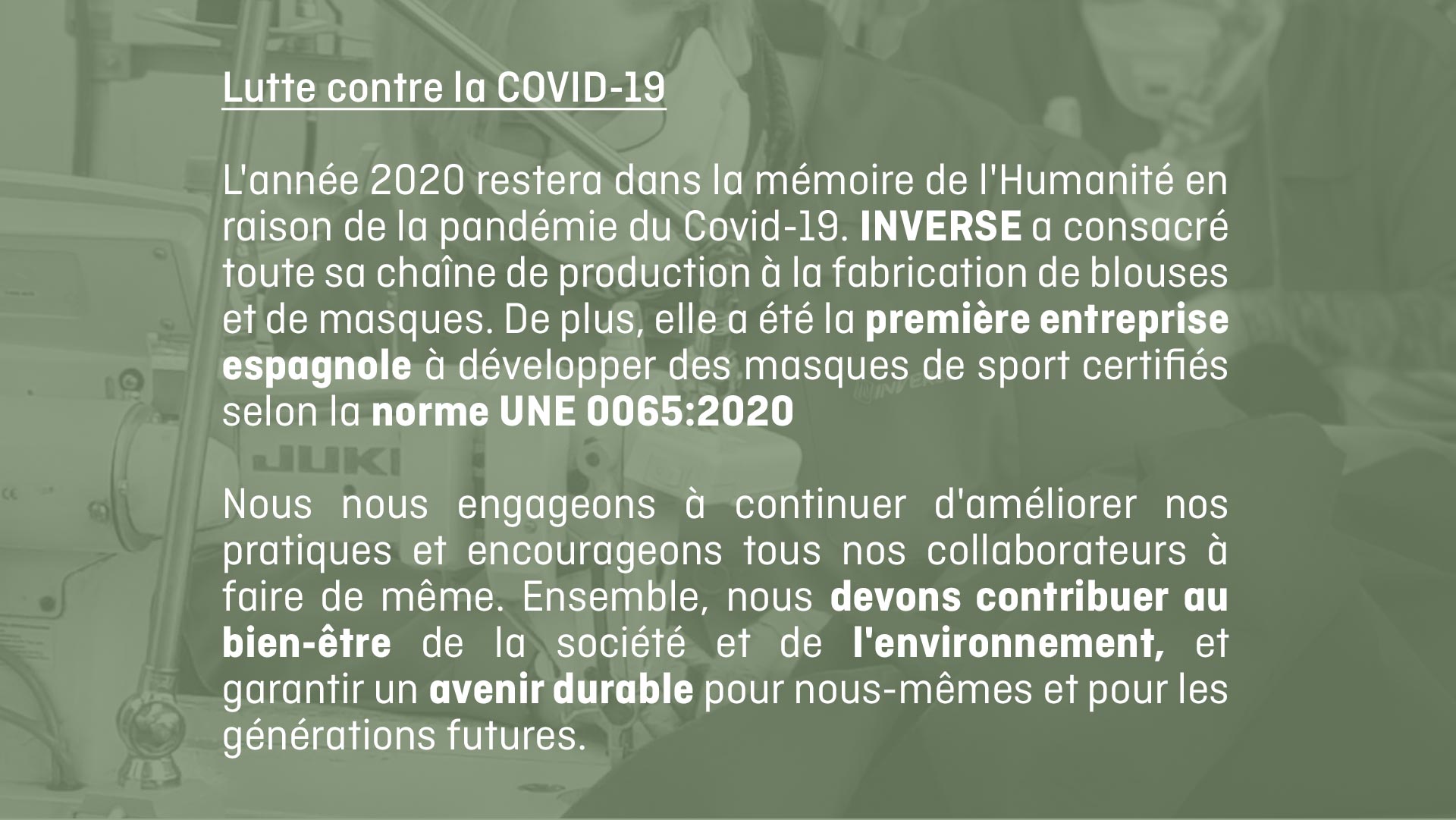 Inverse a été la première entreprise espagnole à développer des masques de sport certifiés selon la norme UNE 0065:2020